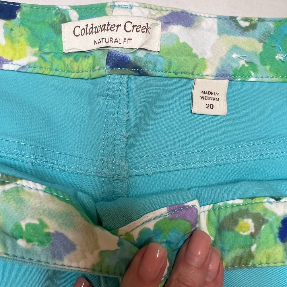 Coldwater Creek Aqua Blue Natural Fit Cropped Capri Pants Size 20 - Picture 3 of 8